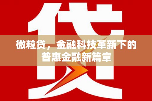 洛阳微粒贷，金融科技革新下的普惠金融新篇章