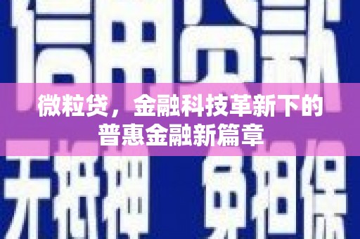 洛阳微粒贷，金融科技革新下的普惠金融新篇章