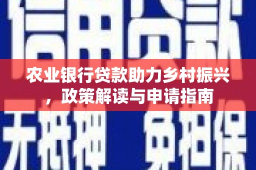 洛阳农业银行贷款助力乡村振兴，政策解读与申请指南