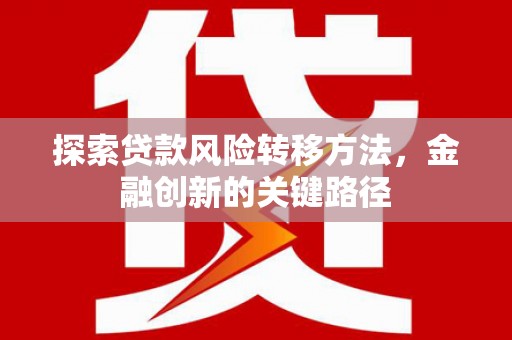 洛阳探索贷款风险转移方法，金融创新的关键路径
